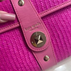 Kate Spade Hot Pink Straw Clutch Purse - never been used.